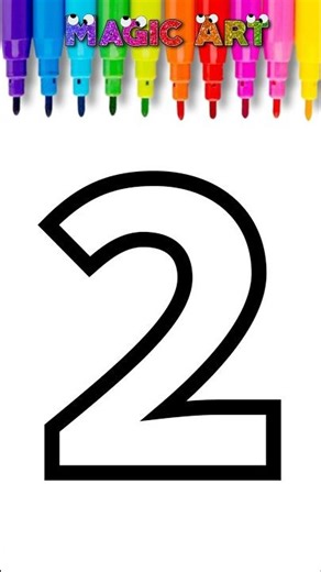 Let's Draw Number 2 and Color It With Glitter ✨#shortsfeed