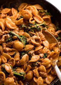 Orecchiette Sausage Pasta in creamy tomato sauce
