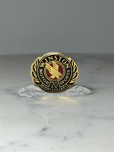 Vintage Winston Motor Sports Pin: Gold Tone Enamel - 20th Anniversary Accessory - Etsy