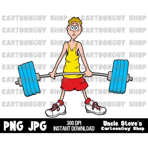 Exercise Clip Art: Skinny Guy Lifting Barbell (digital Download) - Etsy
