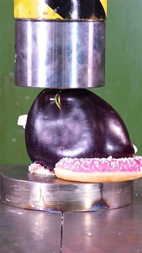 New tool for our hydraulic press! #funny #eggplant #crushing