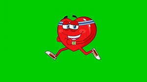 Download Healthy Heart Cartoon Character Running. 4K Animation Motion Graphics On Green Screen Background for free