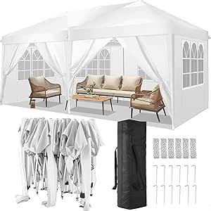 COBIZI Canopy 10x20 Pop Up Canopy Tent with 6 Sidewalls Party Tents for Parties Weddings Backyard Waterproof Outdoor Commercial Event Tent with Stakes, Ropes, White
