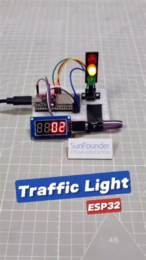 SunFounder Maker Education on Instagram: "Realistic Arduino Traffic Light with 7-Segment Display!#Arduino #ESP32Projects #TM1637Display #TrafficLightProject #STEMEducation #DIYElectronics #SmartTrafficLight #CodingForBeginners #MakersGonnaMake #TechTutorial"