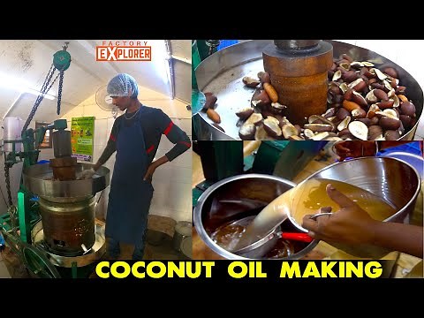 Wood Pressed Coconut Oil Making (With English Subtitles) | Natural Chekku Oil | Factory Explorer
