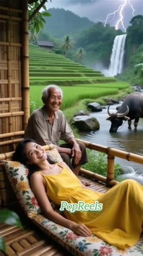 “Peaceful Village Rain ASMR | Relaxing Moment on a Bamboo Veranda in 8K”#shorts