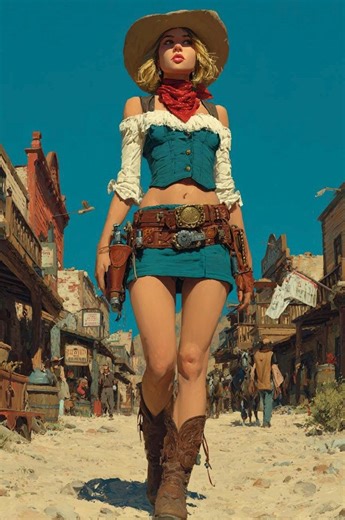 Western Cowgirl Oil Painting on Canvas: Wild West Art (33x48 Inches) - Etsy Canada