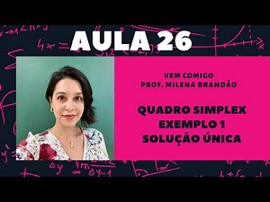Quadro Simplex - Exemplo 1 - Problema de Programação Linear que possui uma única solução ótima