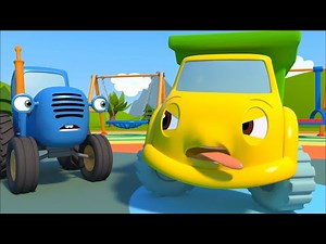 The Blue Tractor's Playground - The Machine Monster - car cartoon
