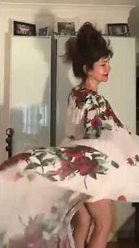 Super windy fan red rose dress winner!