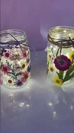 Pressed Flower DIY for spring. Cute whimsical jars #fyp #whimsical #craft