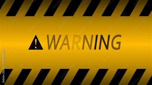 The appearance of the black symbol exclamation triangle animation. Yellow and black police tape For warning of dangerous areas.