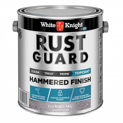 White Knight Rust Guard Gloss Gunmetal Hammered Finished Paint - 4L