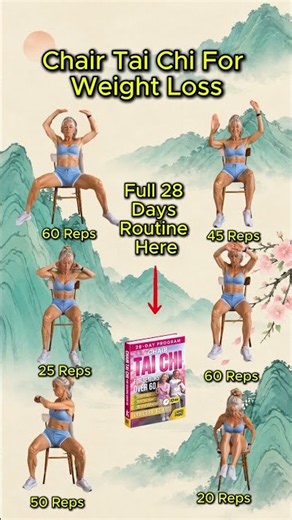 Chair Tai Chi for weight loss 🪑🔥 28-day plan: 🔗link in the first comment #Taichiforbeginners