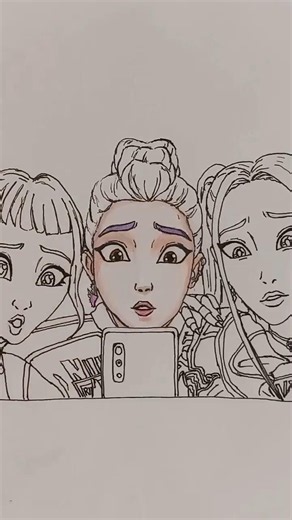 K-Pop Demon Hunters Drawing Challenge 🎨✨ | Rumi → Mira → Zoey #trending #shorts #rumi #mira #zoey