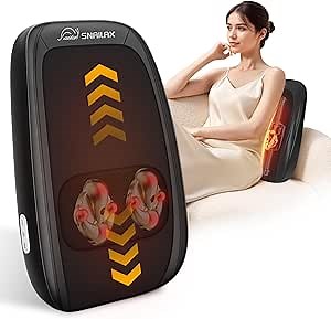 Snailax Shiatsu Neck and Back Massager with Heat, Full Back Massager for Back Pain Deep Tissue, Massager for Neck and Back, Kneading Back Massage Pillow, Spot Massage, Gifts(Black)