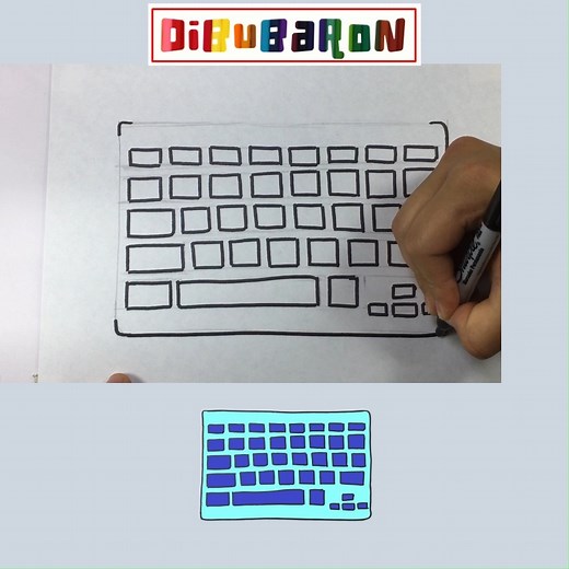 como dibujar un teclado | Dibujos faciles | DibuBaron