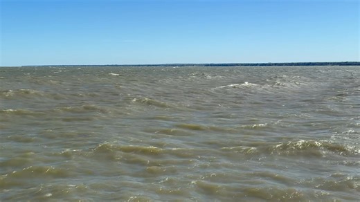 A cool wind with white caps off Lake Erie today. This is at the Huron Block House. 🌬️ 🌊 | Josh Fitzpatrick