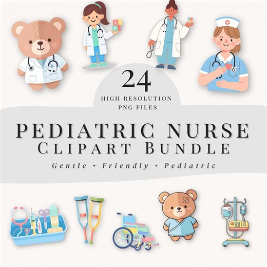 Pediatric Nurse Clipart Bundle PNG | Cute Medical Kids Illustrations | Children’s Hospital Graphics | Nurse Planner Stickers | Digital PNG - Etsy