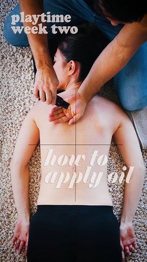 This is how I start the perfect massage at home. Apply oil this way. Follow this sequence and separate the back into 4 sections, focus on one quadrant first creating an even oil base before pushing oil out into the second quadrant. Keep filling up quadrants until the back is covered with an even consistency. | Melt: Massage for Couples