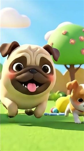 Pug Meets a New Friend: Cartoon Puppy Adventure About Friendship 🐶💖 #cutepug #heartwarming