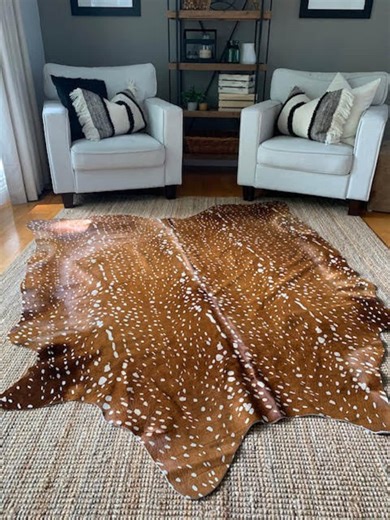 Axis Deer Print Cowhide Rug/ Deer Cowhide Rug/ Antelope Print Cowhide, Deer Cowhide Skin - Average Size: 6 1/2 X 6 FT - Etsy Australia