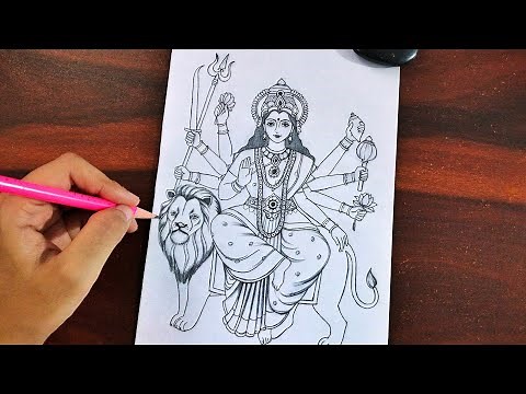 How to Draw DURGA MATA with Lion✨| Step by Step FULL Tutorial (Easy)