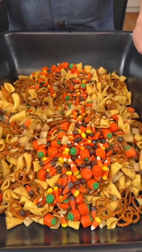 Don't be scared to make this🎃 Halloween Chex Mix | Chef Yum