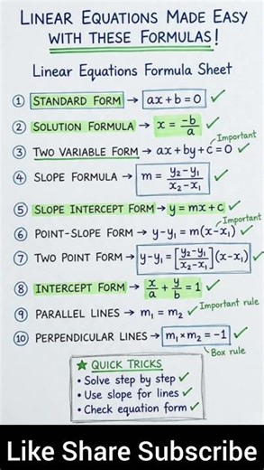 LINEAR ALGEBRA FORMULA. SHEET #maths #mathstricks #tricks #shorts