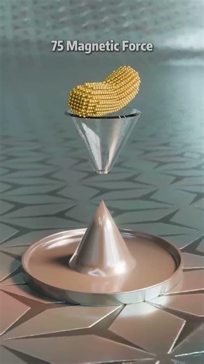 Simulation of a Cylindrical Object Composed of Magnetic Spheres Passing Through a Funnel #satisfying