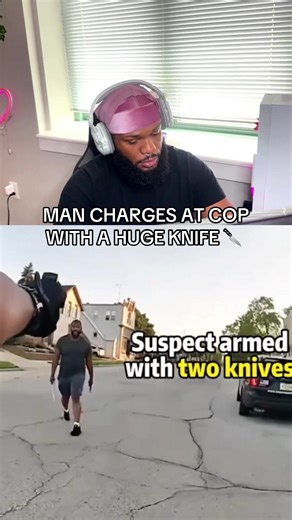 MAN CHARGES AT COP WITH A HUGE KNIFE 🔪 #cops #police #arrested #shot #crime