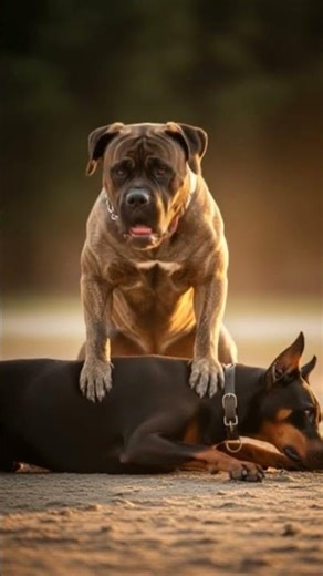 Mastiff vs Doberman- WHO IS THE STRONGEST? 🐾🔥#mastiff #doberman #ai #shorts