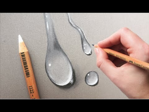 How to draw and shade realistic water drops | Pastel pencils | Leontine van Vliet