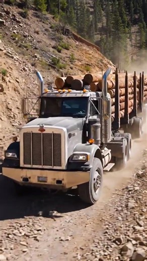 Massive Logging Truck Hauling Timber Through Rugged Mountain Road #truck #shorts #viral