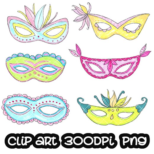 Mask Clip Art, Watercolor Clipart (PNG, Instant Download) - Etsy