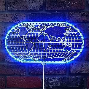 ADVPRO Globe World Map Atlas RGB Dynamic Glam LED Sign - Cut-to-Edge Shape - Smart 3D Decoration - Multicolor Signage st06s63-fnd-i0006-c