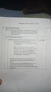 Research Task Grade 12 2025: Research Methodology6.1 Depending... | Filo