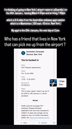 Lynny Yu on Instagram: "Ok updates for those following at home… i managed to get the Australian embassy to call me back, coz 5 different friends left voice msgs today! 🤪✨🎉 so i got a phone call back from the Australian embassy in New York ( finally! ) yay - and I am right now booking my airline ticket and just hoping my email confirmation of my appt with the Australian embassy in New York is enough to pass thru the airport ✨🕊️✨ pray for me! Also does someone wanna pick me up from the artist h