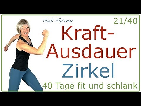 21/40❗️45 min. Kraftausdauer-Zirkel-Training | ohne Geräte ca. 450 Kcal verbrennen