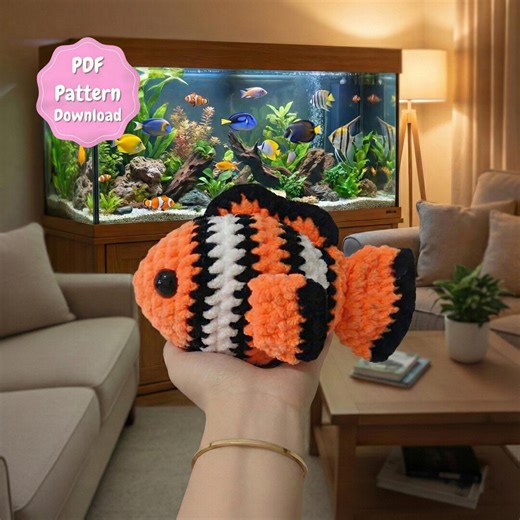 Clownfish No Sew Crochet Pattern - Amigurumi Ocean Fish Plush (PDF Download) - Etsy