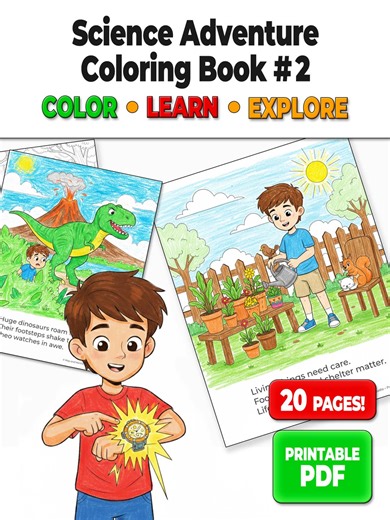 Science Coloring Book for Kids | Printable Homeschool Activity | Educational Coloring Pages Ages 5–10 - Etsy