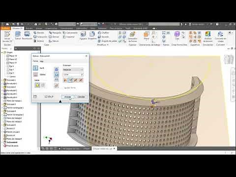 Autodesk Inventor Perforaciones radiales en plano inclinado