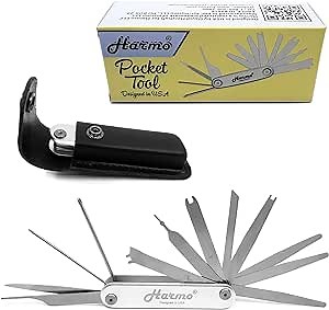 Harmonica 12 in 1 Repair Tool Kit by Harmo - 4 1/2 X 7/8 X 5/8 Inch Pocket Tool Set for Harmonica Service & Maintenance, Suited for All Brands - Hohner, Suzuki, Lee Oskar, Seydel - Designed in the USA