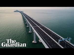 Aerial footage of the world's longest sea bridge