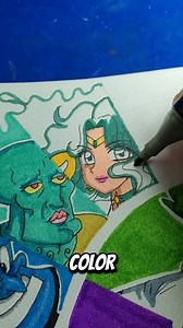 Dibujo de Sailor Neptuno en el color verde esmeralda #sailorneptune #dibujo #sailormoon #color | ArtGio