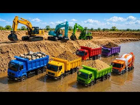 JCB 3DX Fully Loading Sand TATA DumperTruck Mahindra Tractor Pulling Jcb 5CX Volvo Tipper