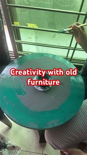 Chalk paint on old table and decoupage on old ceramic leaf dish