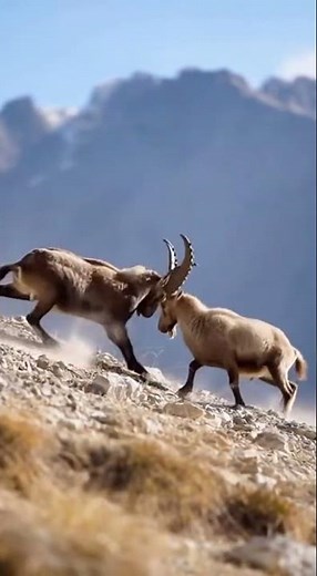 Two Goats Clash in Epic Mountain Battle 🐐💥