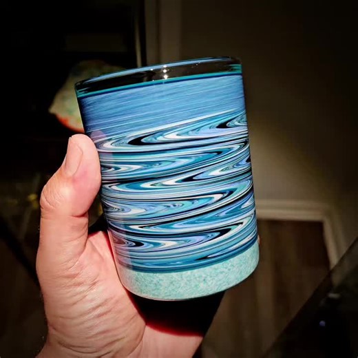 FriT 2o25 Rocks Glass. Aqua/Star base with Chopped and Wagged spruce/star/jet/aqua/illuminati/Electric Flamingo. Illuminati and spruce lip wraps. 300 Bones to your Door. Thank you all for your support 👊