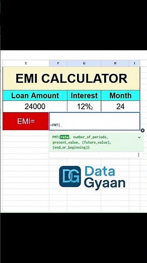 Easily Calculate EMI in Excel & Google Sheets using PMT Formula! 💸 #Shorts #emicalculator #EMI